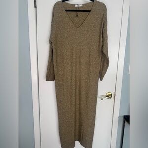 Mango Cozy Brown Long Sleeve Dress